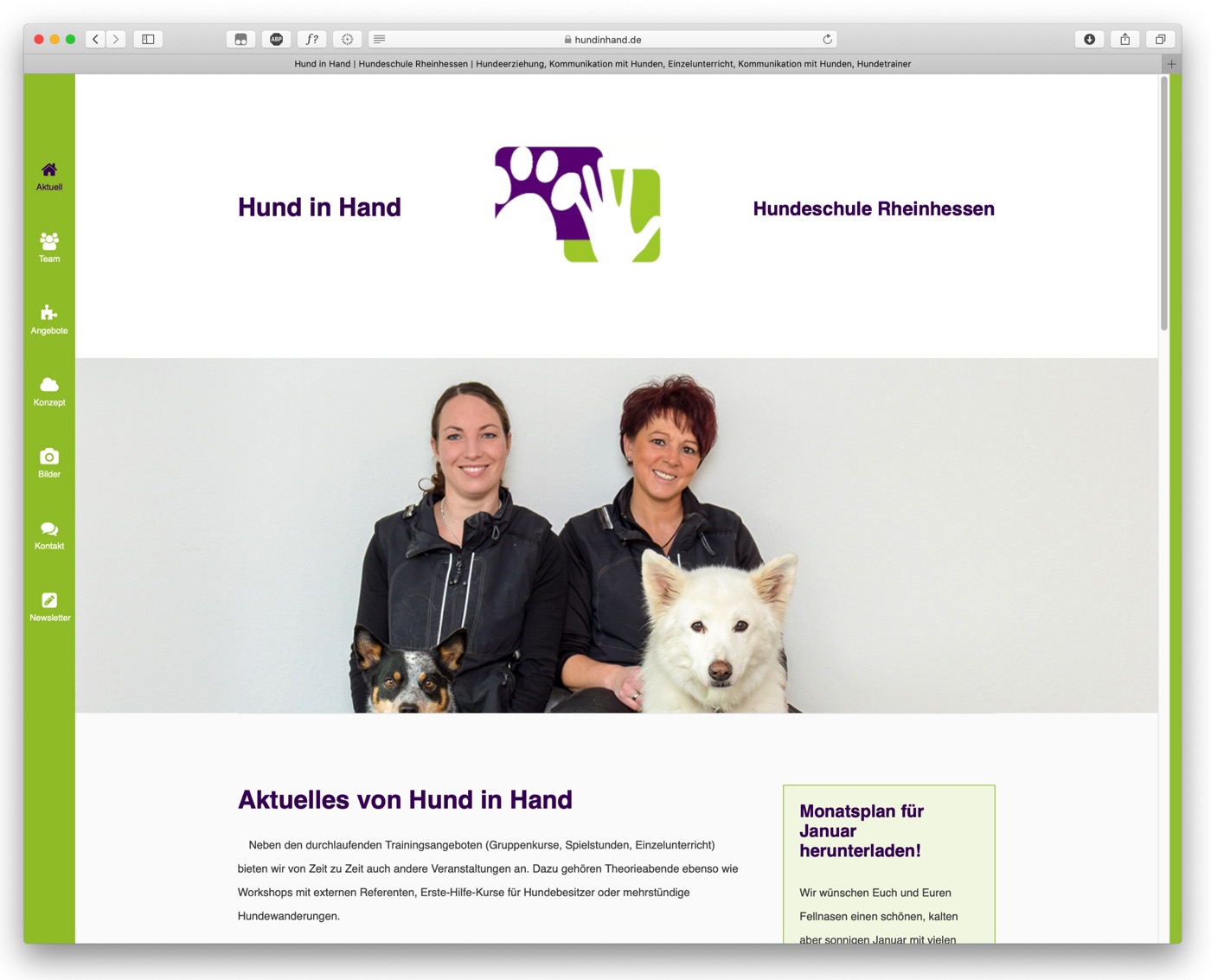 Webseiten für Hundeschulen und Tiertherapeuten von frieauff.com
